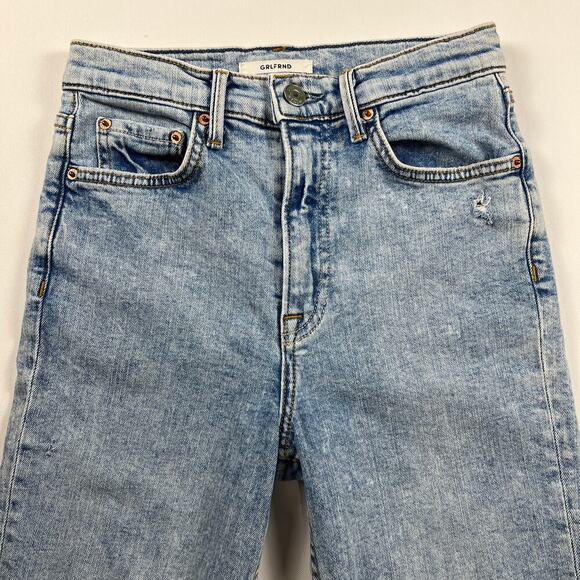 Revolve GRLFRND Karolina High Rise Straight Crop Raw Hem Jeans Size 24 - Picture 3 of 13